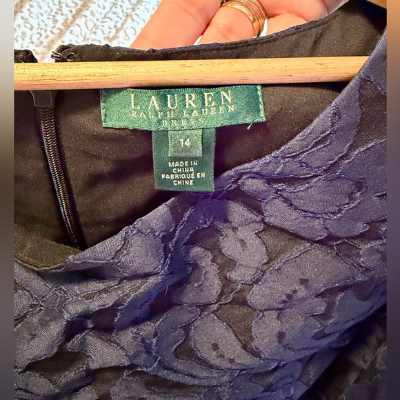 NWT Lauren Ralph Lauren Midnight Blue and black Floral Dress Women’s Size: 14 - Picture 7 of 9